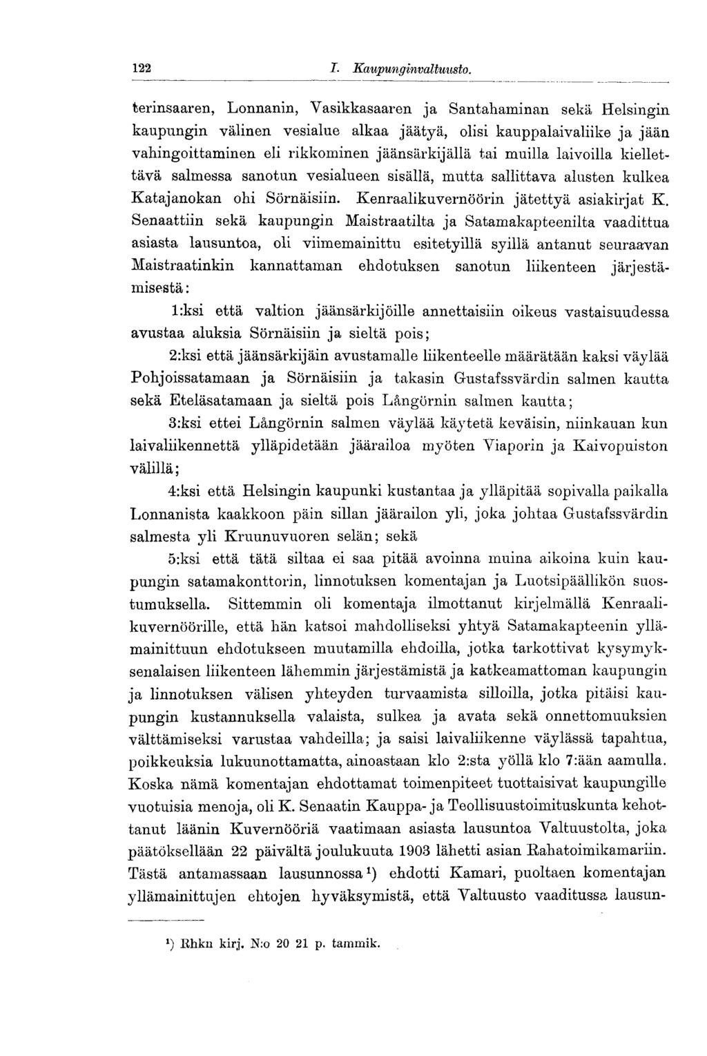 122 I. Kaupunginvaltuusto.
