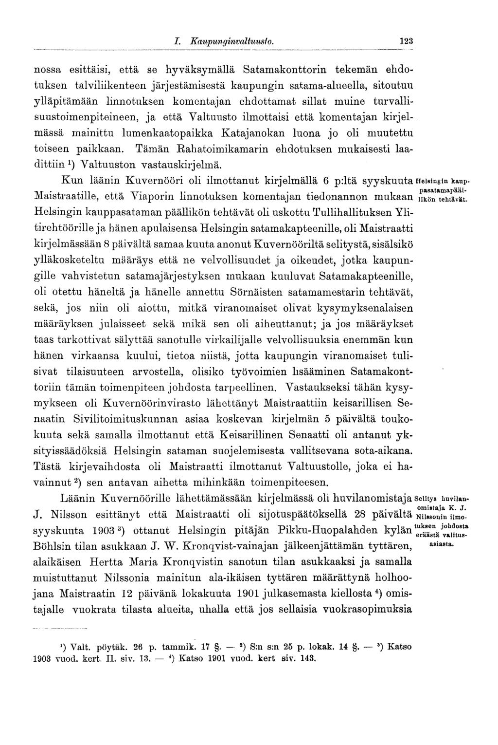 123 I. Kaupunginvaltuusto.