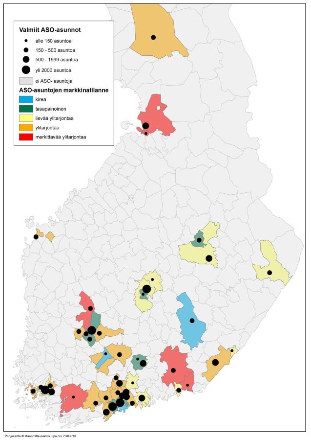 Kunta Asunnot Vastike Muutos ASO-indeksi Koko maa 45.290 11,16 +0,5 % 10,2 Lievää ylitarjontaa Helsinki 9.464 11,85 +0,5 % 3,3 Kireä Espoo 5.584 12,60 +1,2 % 7,4 Tasapainoinen Vantaa 4.