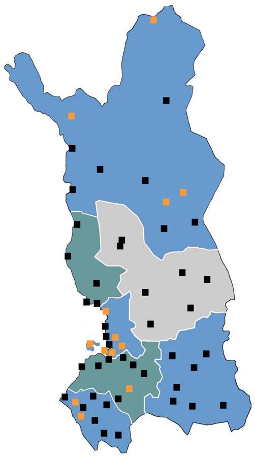 Toimistoverkko 2008 toimistot 43 sivuvastaanotot 11 aluekeskus Oulu Yhteispalvelupisteitä kunnanvirastoissa, työvoiman