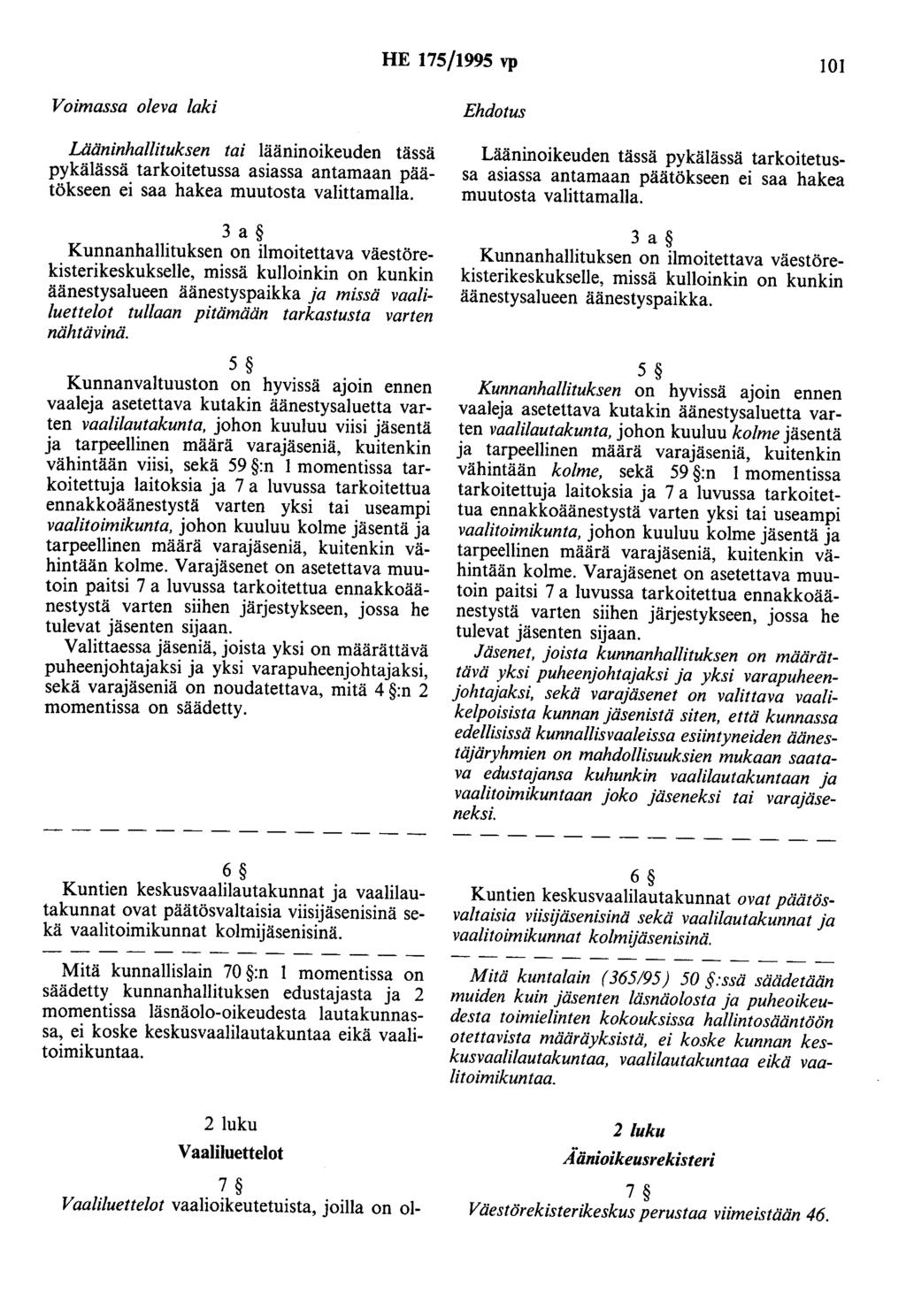 HE 175/1995 vp 101 Lääninhallituksen tai lääninoikeuden tässä pykälässä tarkoitetussa asiassa antamaan päätökseen ei saa hakea muutosta valittamalla.