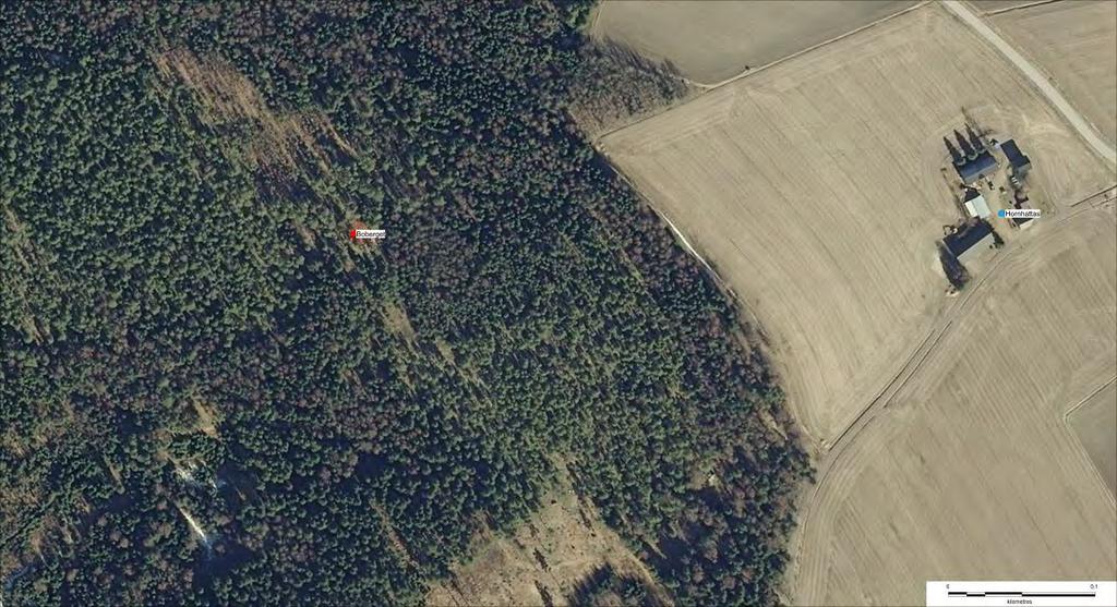 Boberget (uusi kohde) Muinaisjäännöstyyppi: kivirakenteet Alatyyppi: rajamerkit Lukumäärä: 1 Ajoitus: keskiaikainen Laji: kiinteä muinaisjäännös ETRS TM35FIN: P: 6692379 I: 413920 Z: 21 TM35