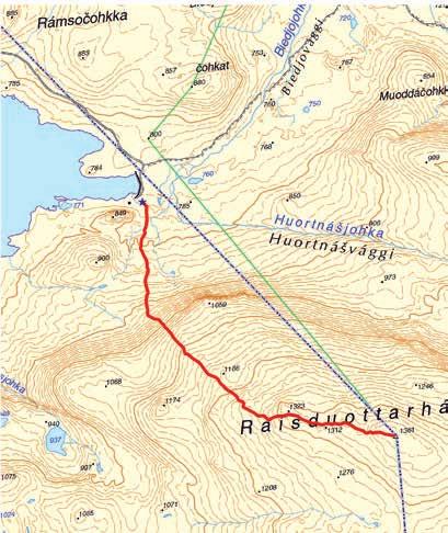 Hiekkatie Kåfjorddalenia pitkin Guolasjávrille.