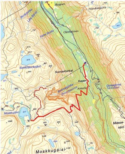 Kåfjorddalenissa km Gut markiert