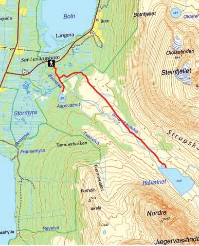 24. ASPEVATNET & BLÅVATNET Aspvatnet km Gut ausgeschilderter Parkplatz ( Lyngsalpan ) in Sør-Lenangsbotn Steinhaufen Parkkipaikka Sør-Lenangsbotnissa, seuraa Lyngsalpan kylttejä päätieltä