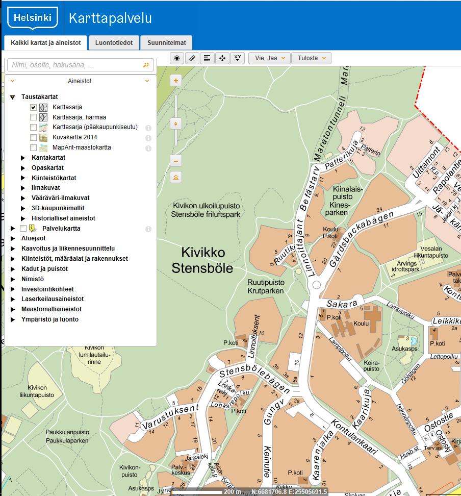 AINEISTON LATAUS HELSINGIN KAUPUNGIN SIVUILTA Siirry web-osoitteeseen: https://kartta.hel.