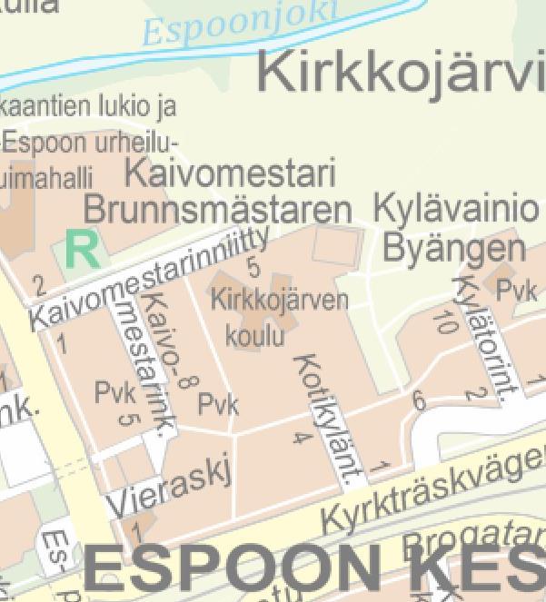KARTOITUSTEHTÄVÄN 2 MÄÄRITYS Tehtävänäsi on tuottaa pihakartta oheisen kartan mukaisesta alueesta Espoon Kirkkojärvellä (punainen rajaus karkeasti) seuraavin parametrein: - mittakaava 1:2000 -