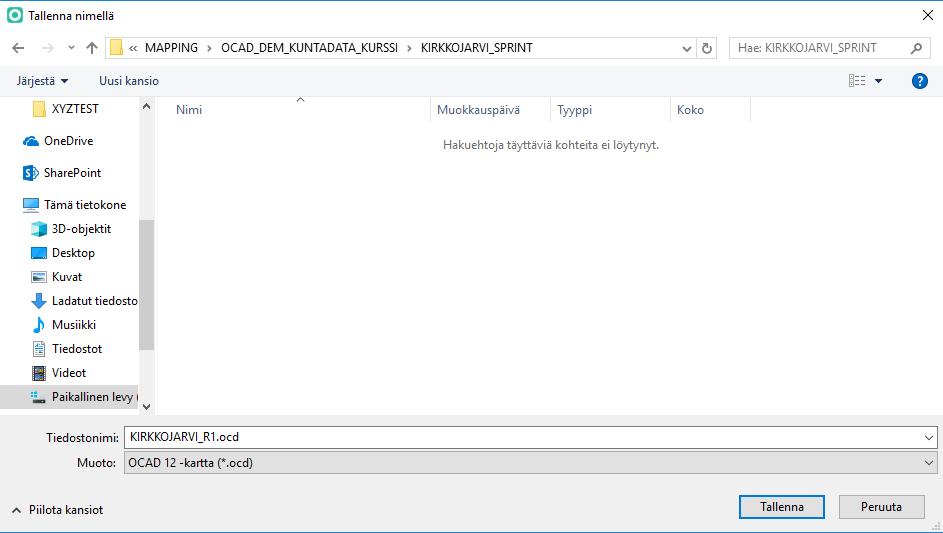 ocd Tallenna kartta nimelle KIRKKOJARVI_R1.