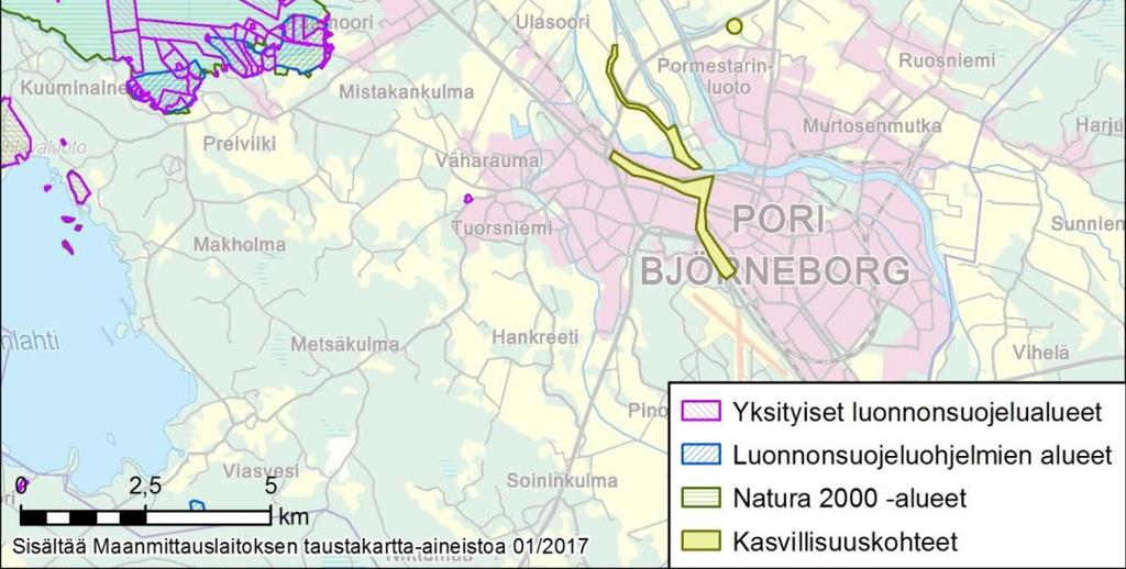 luokitellut alueet (Hakila 2000).