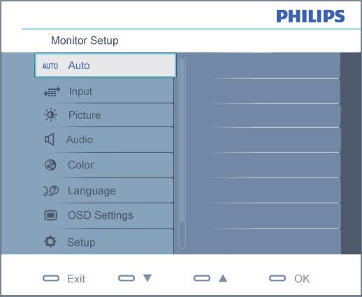 2. Näytön paikalleenasetus Yleistä Mikä on On-Screen Display (OSD)? Kaikissa Philipsin näytöissä on näyttövalikko (OSD) -ominaisuus.