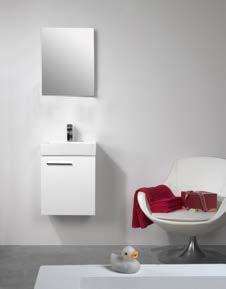 Kylpyhuonekalustekokonaisuus Mini 45 Onnline Mini 45 -kylpyhuonekalustesarjaan kuuluu allaskaappi, keraaminen allas ja tasopeili.