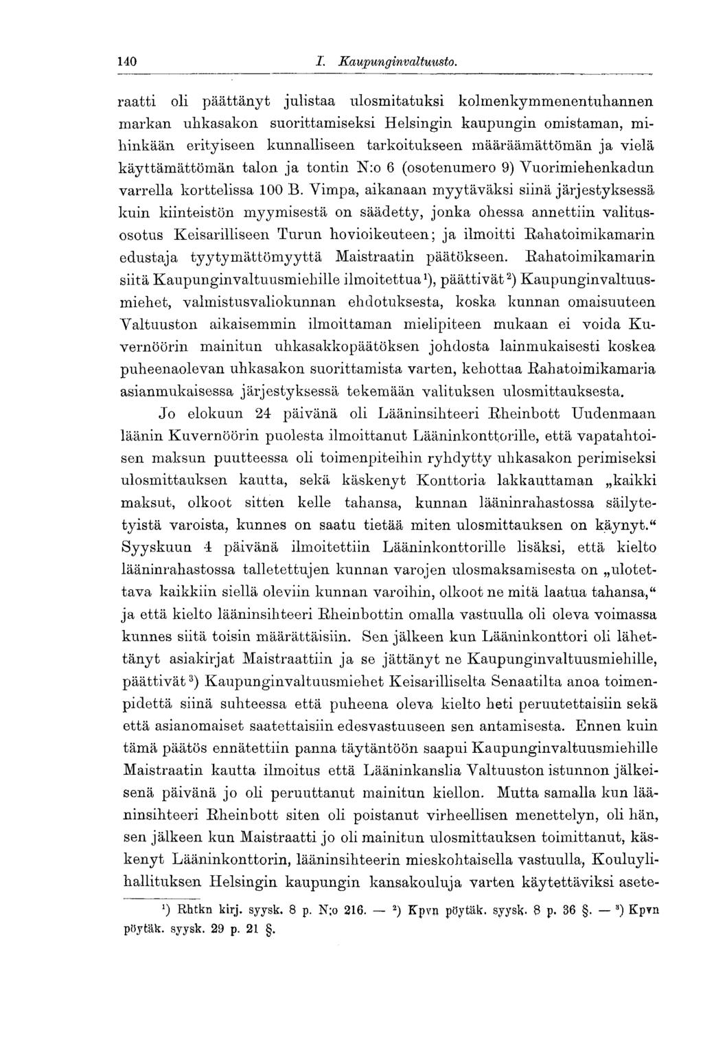 140 b I. Kaupunginvaltuusto.