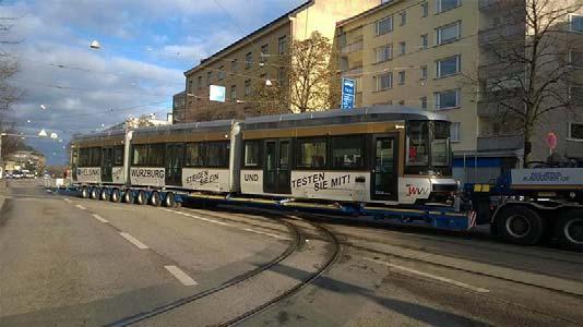 Syyskuussa järjestettyjen kiskoliikennealan InnoTrans-messujen jälkeen raitiovaunu on ollut kahden viikon ajan testiajossa Saksassa Würzburgin kaupungissa.