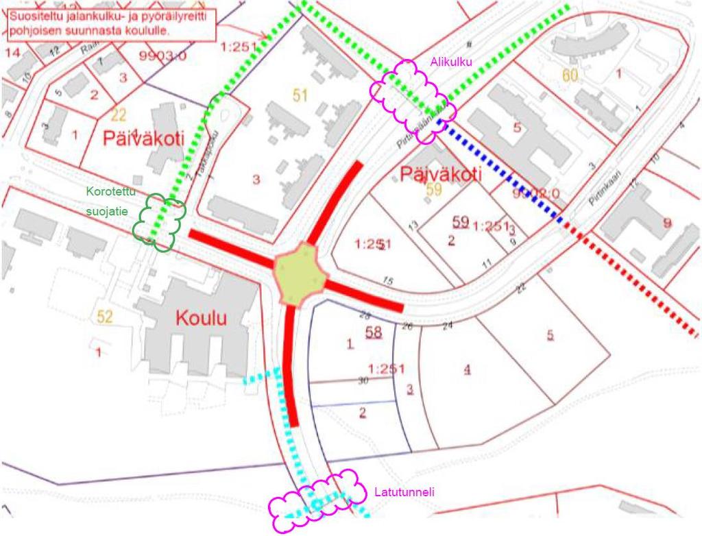 Kuopion kaupunki Pöytäkirja 16/2018 2 (2) dun molemmin puolin, on erillinen jalankulku- ja pyöräilyväylä, joista idänpuoleinen laskeutuu Pirtinpäänkadun alittavalle alikulkukäytävälle.