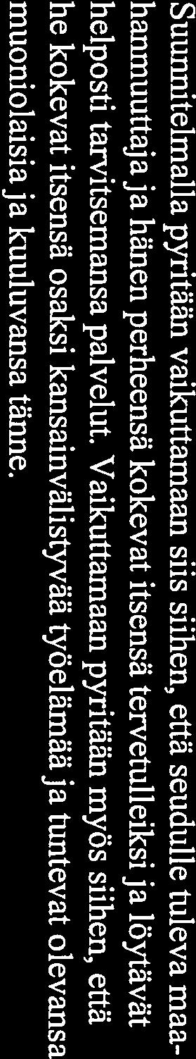 Sen tulee sisältää suunnitelma kotouttarnista edistävistä ja tukevista toimenpiteistä, palve luista, yhteistyöstä ja vastuutahoista.