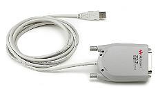 Väylämuunnin kytkettiin USB -keskittimeen ja sitä kautta GPIB -kaapelilla jännitelähteeseen. KUVA 14 USB-GPIB -väylämuunnin (16) 4.