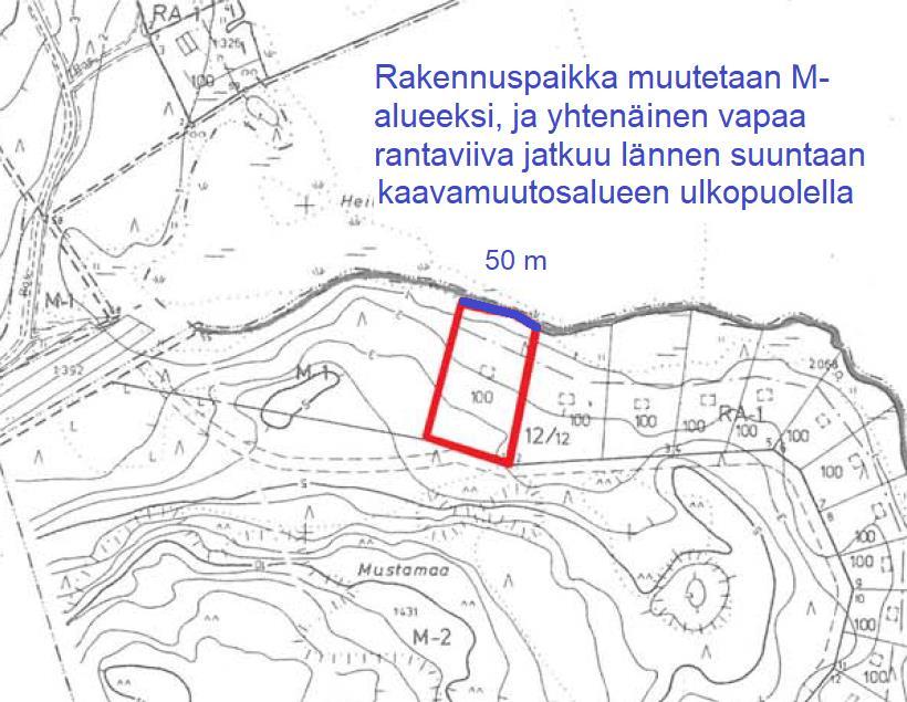 Suunnittelualueelle on osoitettu: kolme yksiasuntoisten lomarakennusten rakennuspaikkaa (RA- 2), joiden