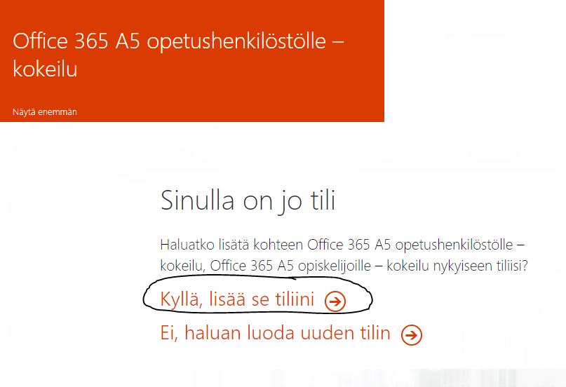 14 (78) Kuva 3. Microsoft -käyttäjätunnuksen luonti. Microsoft tarjoaa myös Office 365 A5 kokeilujakson, jonka pituus on yksi kuukausi.