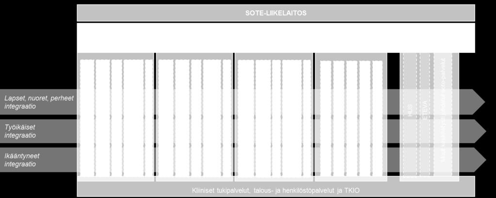 Koko maakunnan osalta palvelu- ja tehtäväkuvauksia yhdenmukaistetaan. Samalla yhdenmukaistetaan eri toimintojen organisaatiotasot, johtamismallit ja ohjausmekanismit.