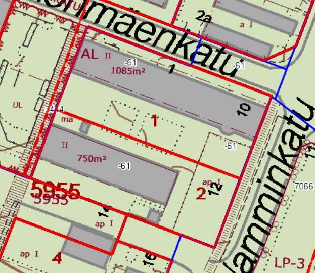 vuosina -17/-16/-15-48 000 / 47 000 / 46 000 - Tontin pinta-ala 2 262 m² - Käyttötarkoitus AL, liikerakennusten