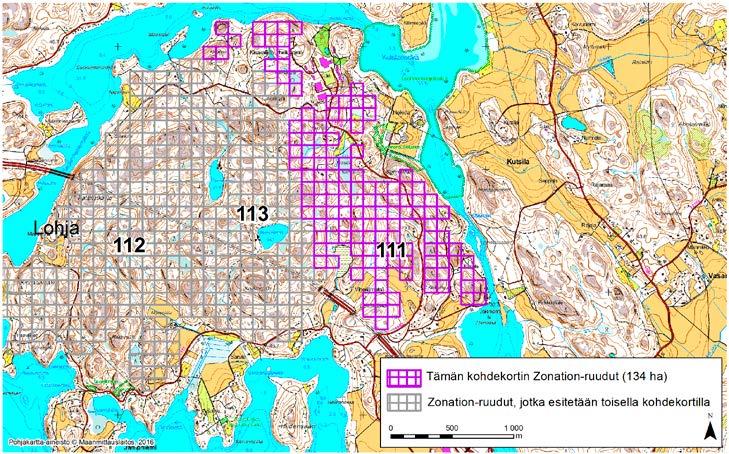 Lohja, Zonation-aluetunnus 111 LOHJA (111) Alue sijaitsee Lohjan keskiosissa Karnaisten kylän pohjoispuolella osin asumattomalla kallioisella metsäalueella, jolla on pieniä peltolaikkuja.