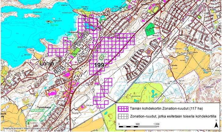 Lohja, Zonation-aluetunnus 199 LOHJA (199) Alue sijaitsee Lohjan eteläosassa, aivan kaupungin keskustan tuntumassa.