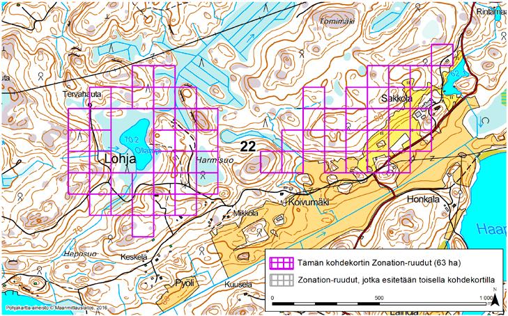 Lohja, Zonation-aluetunnus 22 LOHJA (22) Alue sijaitsee Lohjan länsiosissa Rahikkalan kylästä pohjoiseen pääosin asumattomalla ja metsäisellä alueella.