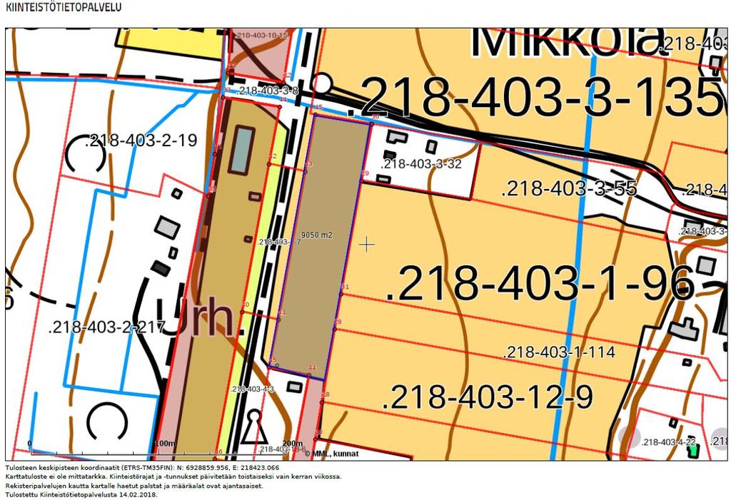 1. ASEMA määräala Määräala noin 9050 m 2