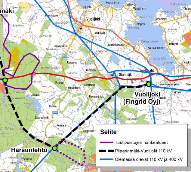 Tietoa voimajohdosta Voimajohdon rakenne Tyypillinen 110 kv:n harustettu teräsputkipylväs Pylväskorkeus n.