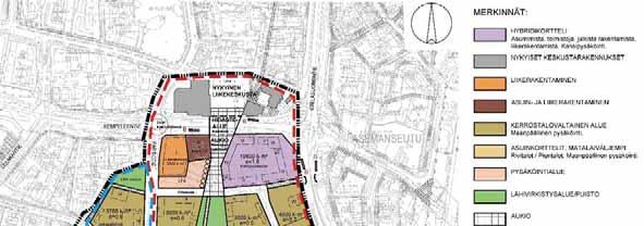 Kempeleen kunta, keskustan kaavarunko 48 / 62 3.1.2 Kaavarunkovaihtoehto Ve2 Kuva 87. Kaavarunkovaihtoehto Ve2, ei mittakaavassa (kuva: Arkkitehtitoimisto Lukkaroinen Oy, 17.5.