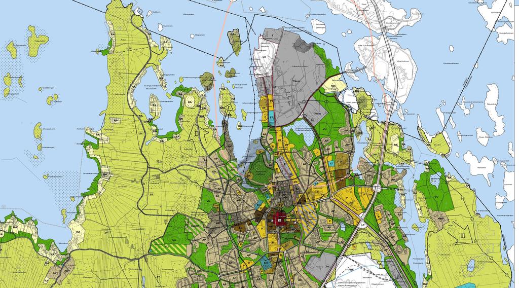 B GENERALPLANEN B YLEISKAAVA En uppdaterad generalplan godkändes av stadsfullmäktige 28.01.2008. När generalplaneändringen trädde i kraft fick den namnet Jakobstads generalplan 2020.