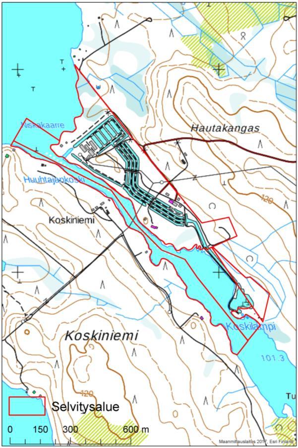 Selvitysalueen sijainti ja rajaus. 2. UHANALAISET LAJIT JA LUONNONSUOJELUALUEET Suomen ympäristökeskuksen Eliölajit-tietojärjestelmässä (Haapanen, K., 10.5.