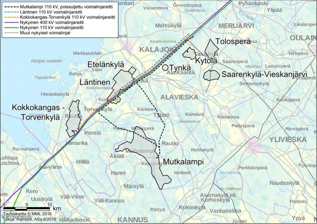 5 2. MUTKALAMPI-JYLKKÄ 110 KV VOIMAJOHDON ESISUUNNIT- TELUVAIHE Voimajohtoreittien suunnittelussa lähtökohtana on tutkia vaihtoehtoja joissa johtokäytävän, ja etenkin uuden johtokäytävän osuus olisi