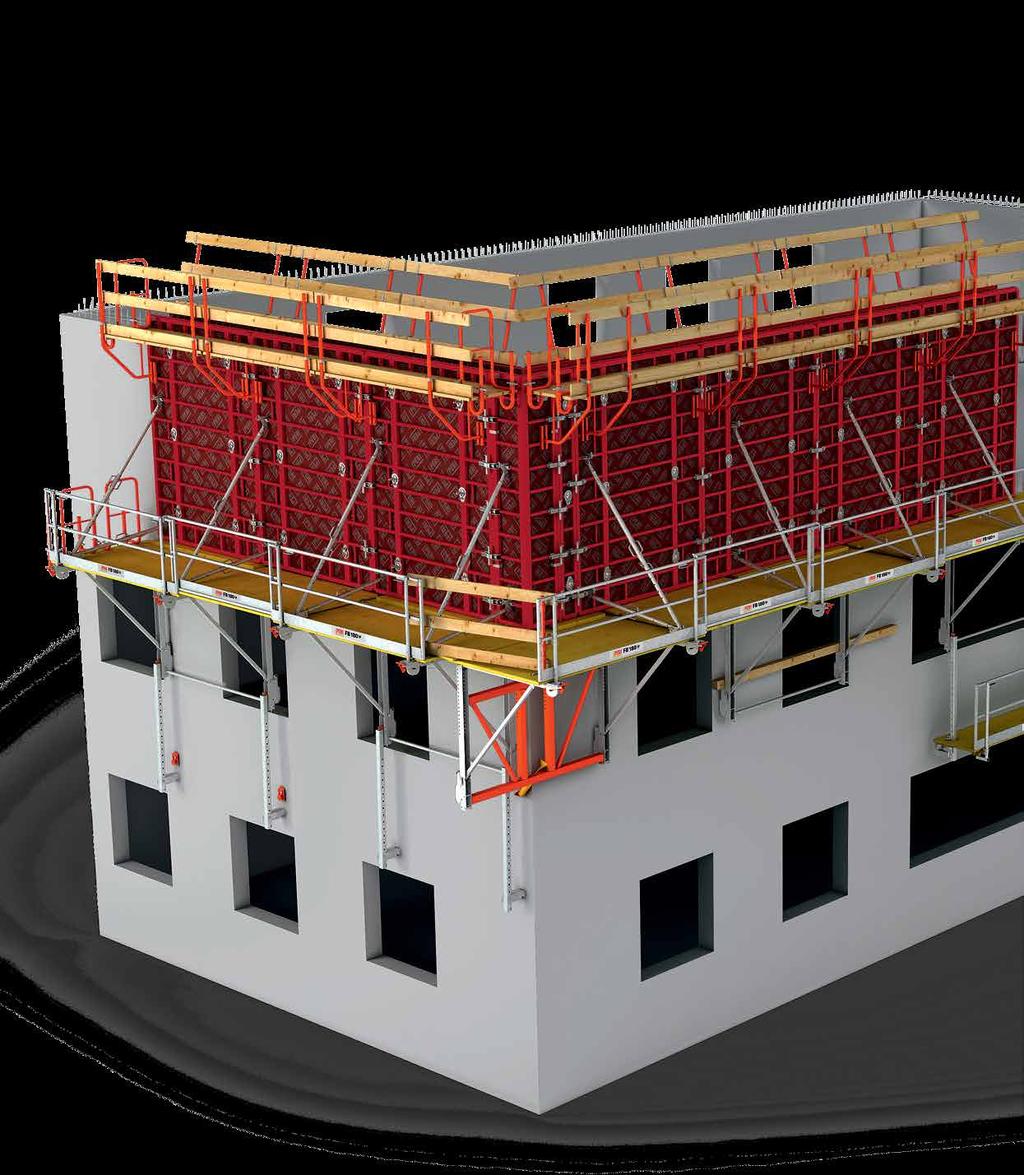 Niveltyötaso FB 180 Työtasokonsolit, betonointitasot PERI FB 180 -niveltyötaso on kevyt ja käyttövalmiiksi esikasattu työtasojärjestelmä betonirakentamiseen.