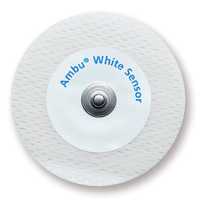 Ideas that work for life Ambu White Sensor CMM -elektrodin tärkeimmät edut npehmeä kankainen taustamateriaali Huokoinen kangasmateriaali varmistaa elektrodin käytön helppouden ja potilasmukavuuden.