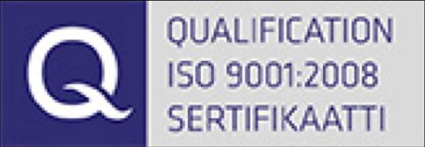 Oy:n laatukäsikirja on sertifioitu Qualification ISO 9001:2008