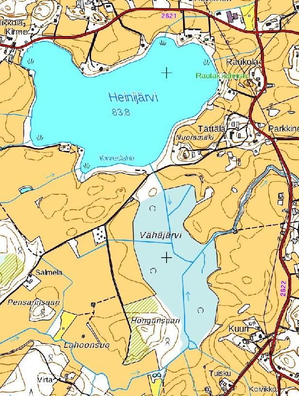 Kuva 14. Heinijä rven äläpuolellä sijäitsevä suo on nimensä perusteellä ennen ollut jä rvi. Turkkilänjä rvenojän nimi viittää myo s jä rveen, muttä sen nimistä jä rveä ei lo ydy kärtältä.