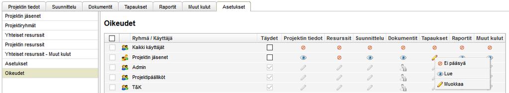 Ota projektin kansiot käyttöön projektille luodaan automaattisesti kansio dokumenttiarkistoon, kun projekti luodaan.