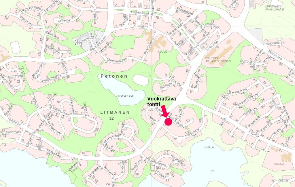 Kuopion kaupunki Pöytäkirja 3/2018 29 (45) 45 Tontin sijainti on osoitettu alla olevissa kartoissa Tontin 297-32-152-1 pinta-ala on 2 697 m2, johon on asemakaavassa