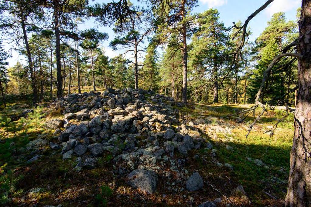 Storholmen, 613010034 Muinaisjäännöstyyppi: hautapaikat Alatyyppi: hautaröykkiöt Lukumäärä: 1 Ajoitus: pronssikautinen Laji: kiinteä muinaisjäännös ETRS TM35FIN: P: 6683254 I: 418043 Z: 23 TM35