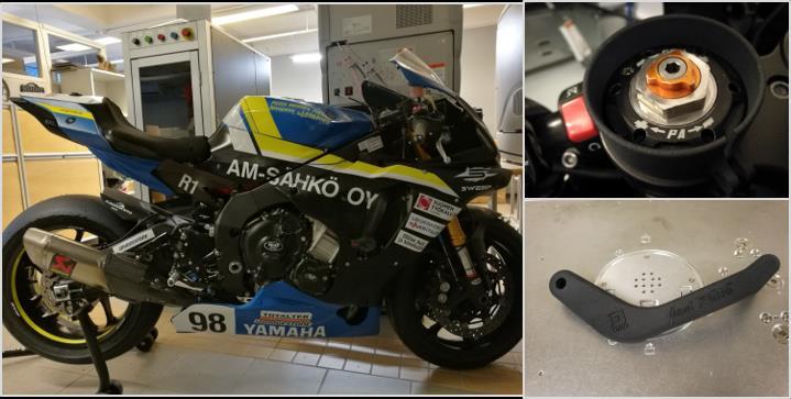 Case Moottoriurheilu RAM Racing Yamaha RR-talli Tallin pyöriin 3D-tulostettavien ratkaisujen suunnittelu ja toteutus Keveys,