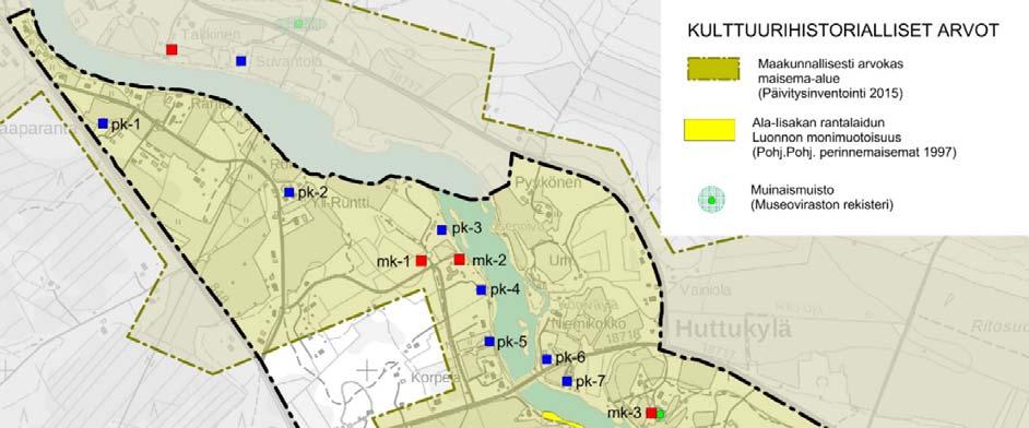 Luonnon- ja kulttuuriympäristö Alueen maiseman keskipiste ja merkittävin ympäristöarvo on vapaana virtaava ja Natura 2000 -verkostoon kuuluva Kiiminkijoki rantapeltoineen.