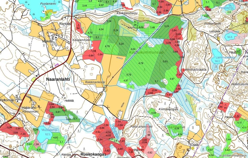 Kunnostusojituksen kannattavuuden tarkempi arviointi osana suometsien vesiensuojelun tason nostamista Kuivatuksen parantamisen tarpeen ja ajankohdan tunnistaminen simuloimalla puuston kasvua ilman