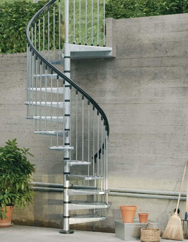 Civik Zink trappa i varmförzinkat stål för utomhusbruk/trappe i varmforzinket stål til