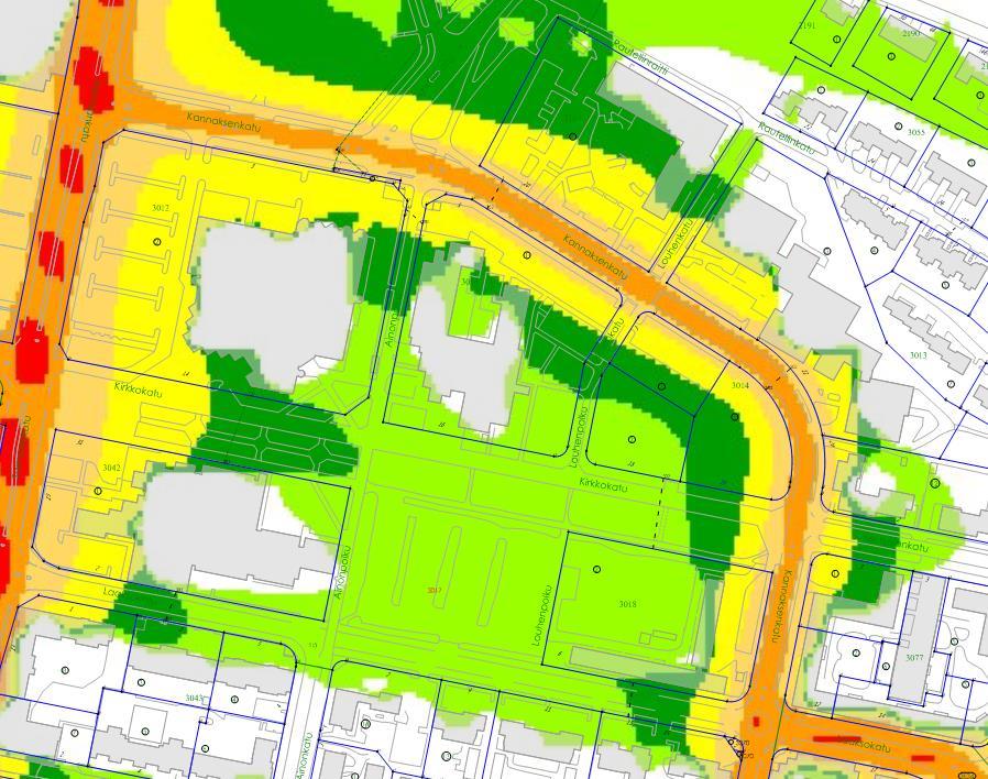 Lähtötietoja Ympäristöhäiriöt Nykytilanteessa Kannaksenkadun varressa liikennemelu ylittää