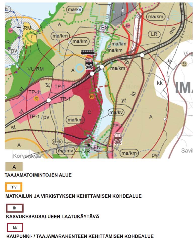 Voimassa oleva kaavatilanne Maakuntakaava Ympäristöministeriön 21.12.2011 vahvistamassa Etelä-Karjalan maakuntakaavassa suunnittelualue on merkitty taajamatoimintojen alueeksi (A).