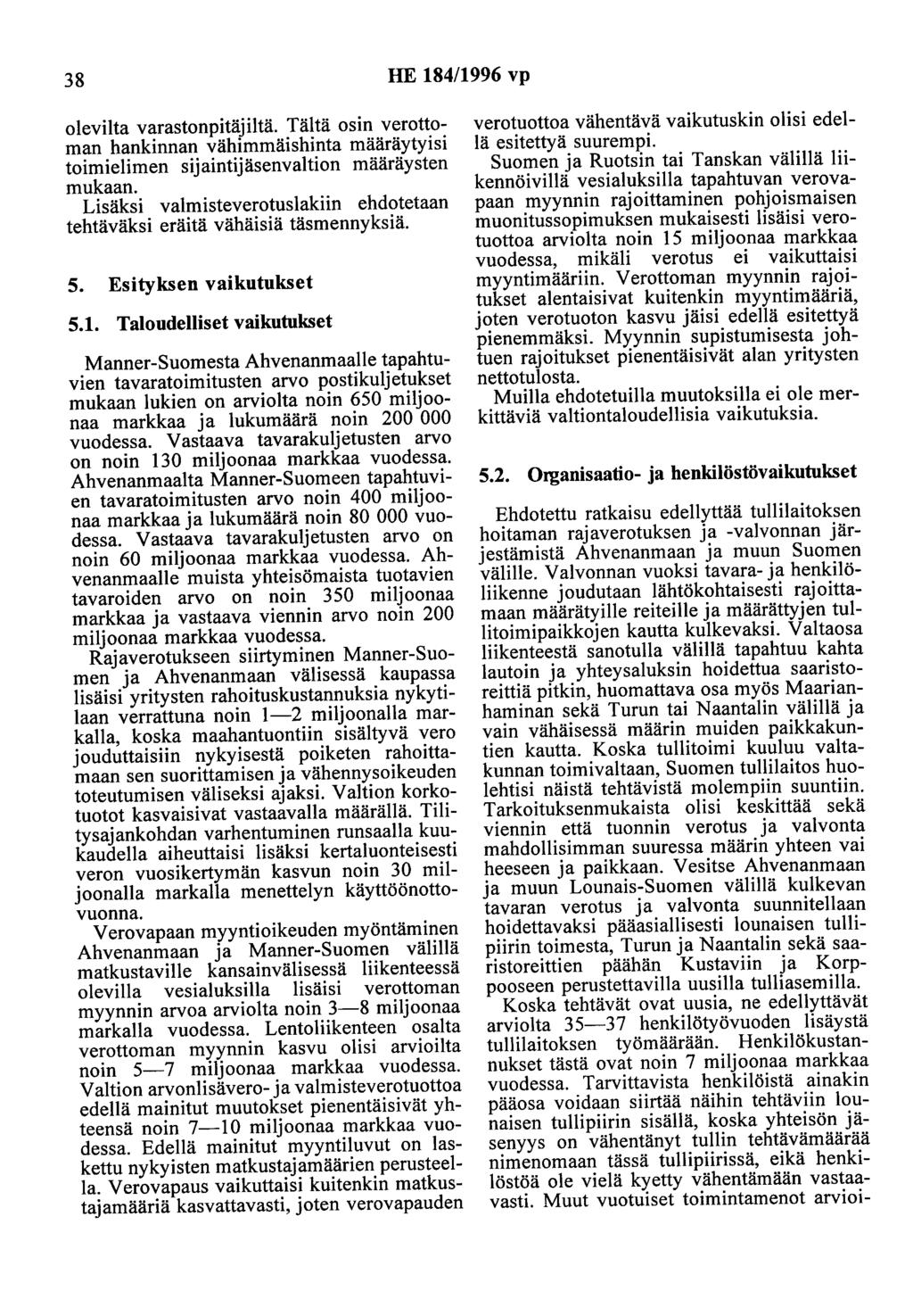 38 HE 184/1996 vp olevilta varastonpitäjiltä. Tältä osin verottoman hankinnan vähimmäishinta määräytyisi toimielimen sijaintijäsenvaltion määräysten mukaan.