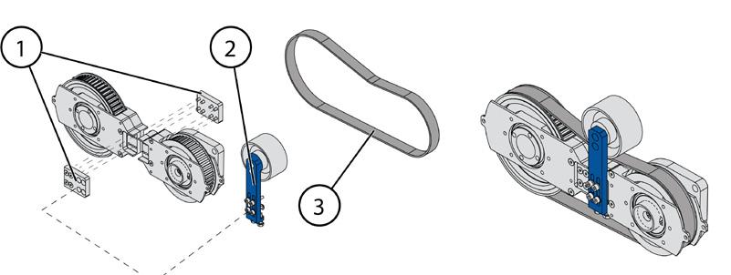 Kuva 10: Keskikappaleen mittaaminen A. Kiinteä sivu B. Leikkaussivu C. Leikkauskohta HPTO:N KOKOAMINEN Kokoa HPTO, kun olet leikannut keskikappaleet. 1. Asenna molemmat keskikappaleet.