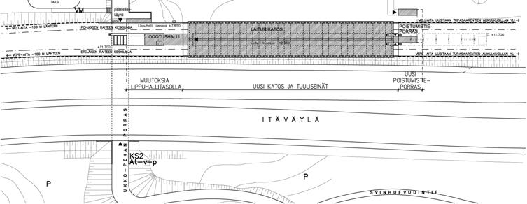 KULOSAAREN METROASEMAN MUUTOSTYÖ HANKESUUNNITELMA 7 5.2 Asemakaava Tontti sijoittuu asemakaavassa kohtaan, jonka merkintä on: mearakennusala metroasemaa varten.