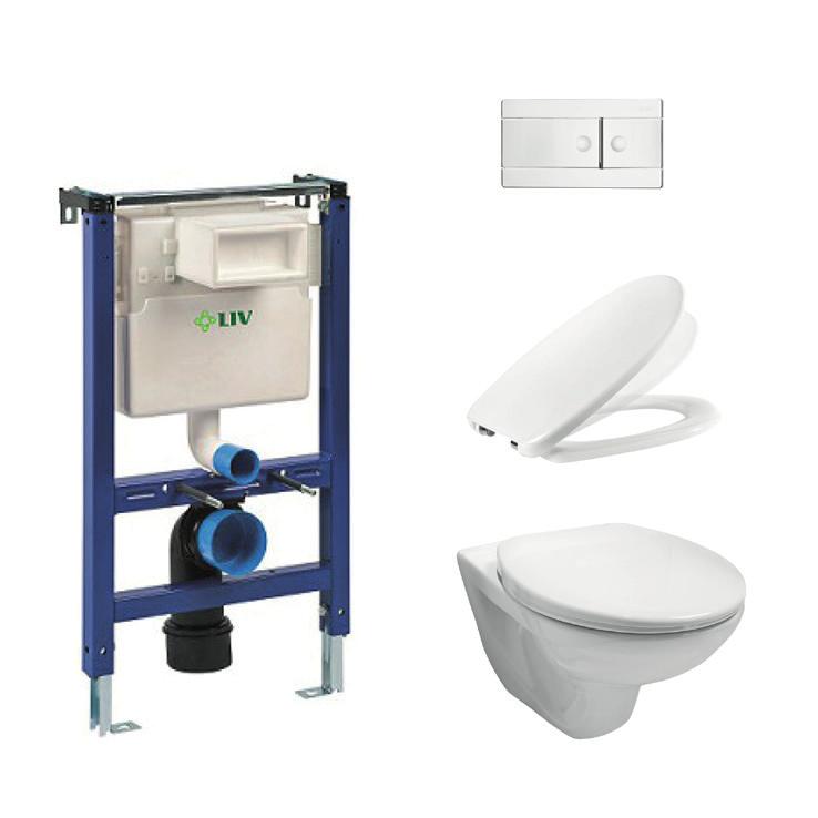 Design I Casual I Budget Siro-seinä-wc-paketit Matala malli LPC SEINÄ-WC SIRO 530 SRLIVMASC LPPOS2029 Dino-wc-istuin, rimless-malli, pituus 53 cm Kova, vaimennettu Dino-istuinkansi,